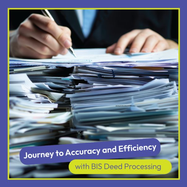 A person organizing and reviewing a large stack of documents related to deed processing, with an emphasis on accuracy and efficiency in legal or real estate work.